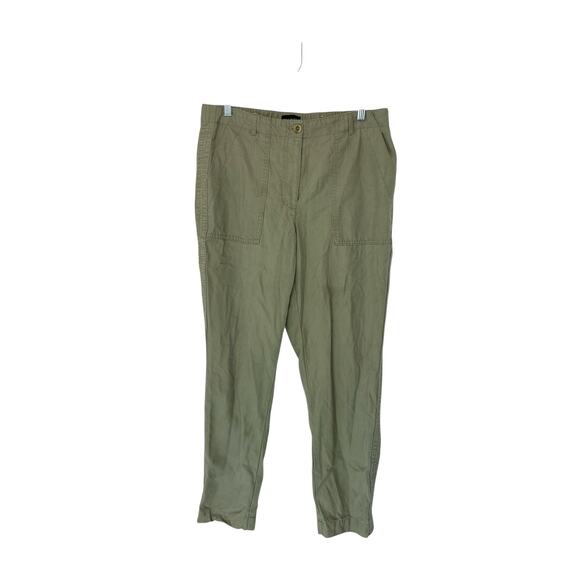 Talbots Basic Casual Green Cotton Blend Slim Cargo Straight Leg Pant Size 10 - Picture 1 of 11